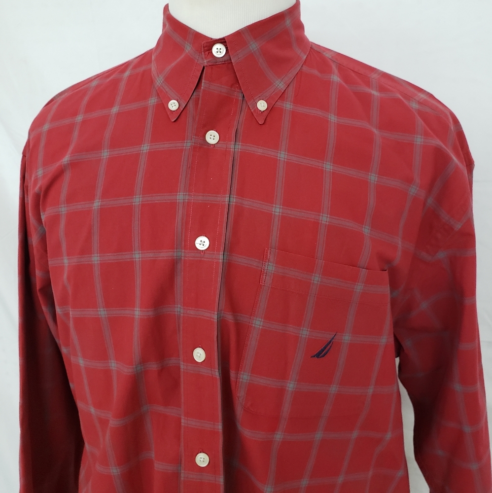 Nautica Long Sleeve Button Down Plaid Shirt